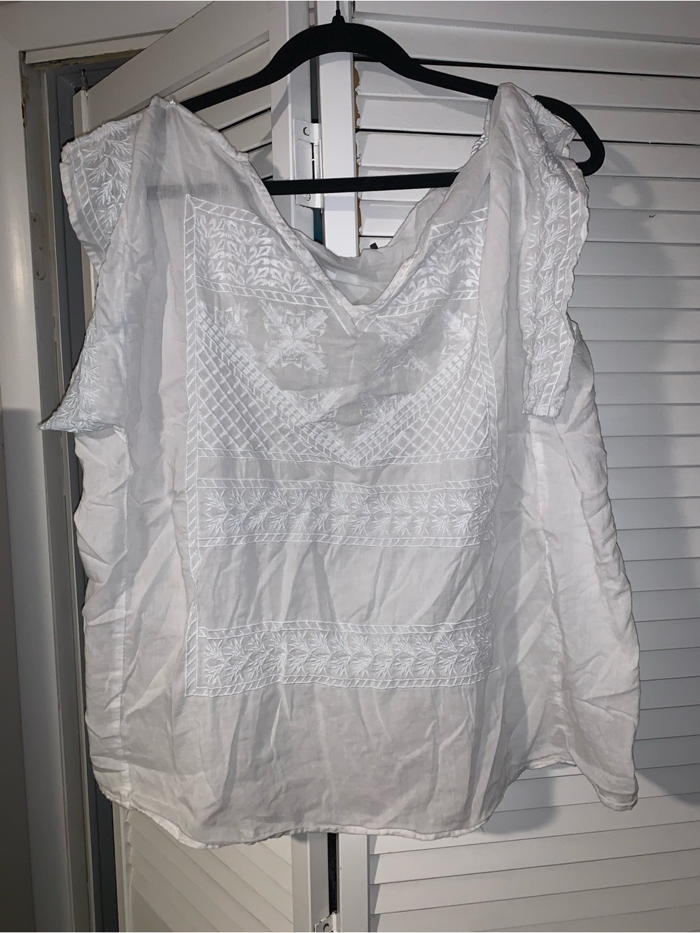 Violeta by Mango Plus Size Women’s Tie Shoulder Embroidered Top